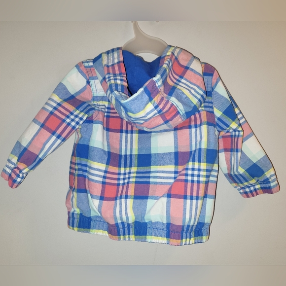 🦛 Vintage Gymboree Hippos and Blues Cotton Plaid Hooded Jacket Baby Boys 6-12 - Picture 2 of 8